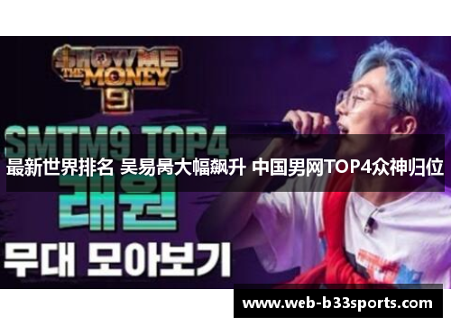 最新世界排名 吴易昺大幅飙升 中国男网TOP4众神归位